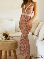 Women Sleeveless Lace Trim Tank Summer Floral Print Party for Cocktail Beach Club Vestido Streetwear image 4