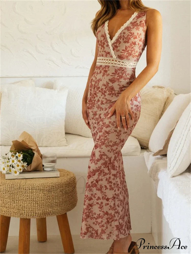 Women Sleeveless Lace Trim Tank Summer Floral Print Party for Cocktail Beach Club Vestido Streetwear image 4