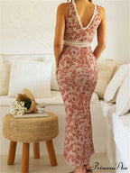 Women Sleeveless Lace Trim Tank Summer Floral Print Party for Cocktail Beach Club Vestido Streetwear image 6