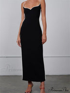 Women Sleeveless Strap Black Patchwork V-neck Low Cut Slim Summer Party Back Split Female Vestidos image 7