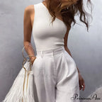 Women Sports Crops Vest Casual Female One Shoulder Summer Outfitss Fitness Elastic Tank top image 6