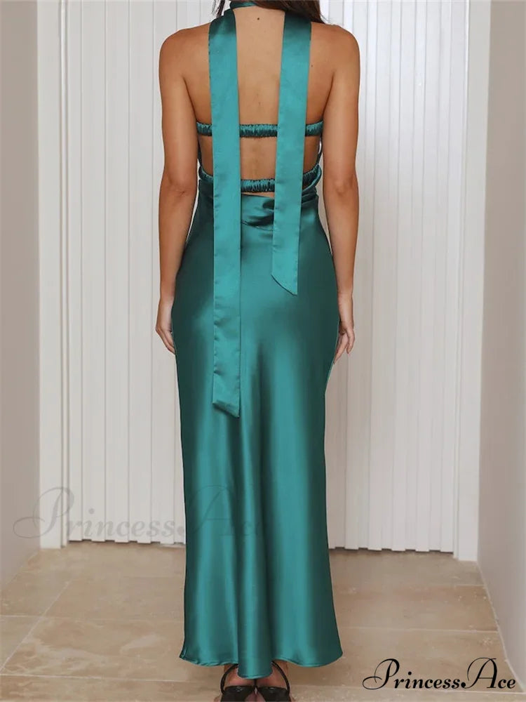 Women Summer Satin Tube Solid Color Strapless Off Shoulder Slim 3D Flower Vestidos with Scarf image 6