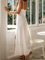 Women Summer Sling Sleeveless High Split Hollow Out Tie Up Lace Trim Party Beach Female Vestido image 3