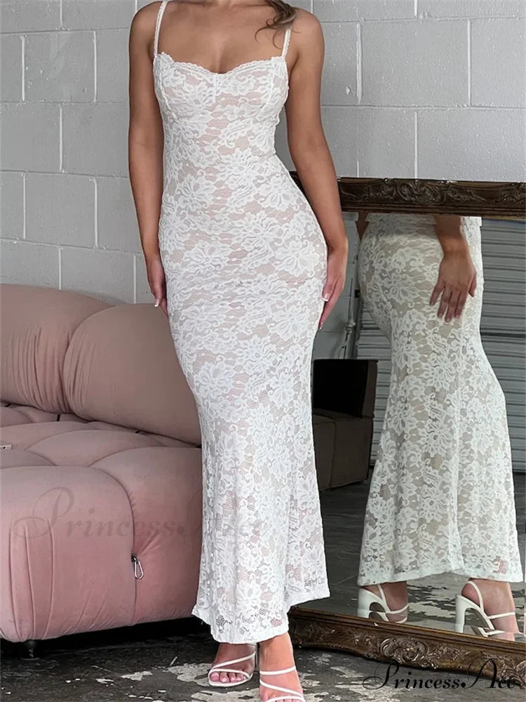 Women Summer V-neck Evening Lace Floral Slim Fit Sleeveless Spaghetti Strap Party Female Vestidos image 2
