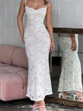 Women Summer V-neck Evening Lace Floral Slim Fit Sleeveless Spaghetti Strap Party Female Vestidos image 5