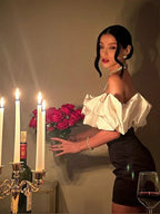 Women Sweet Fishbone Ruffled Neck Spliced Mini Sexy Backless Party Dress image 4