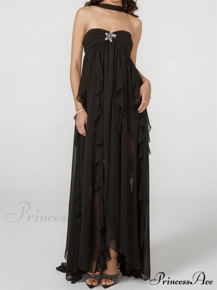 Y2K Strapless Ruffle Backless Party Dress image 1