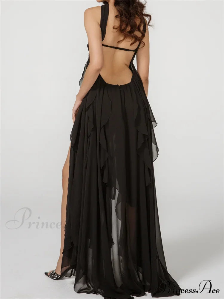 Y2K Strapless Ruffle Backless Party Dress image 2