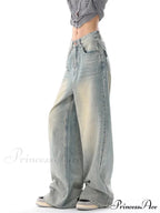 Women's American Vintage Washed Thin Casual Neutral Style Blue Denim Female High Waist Straight Pants Jeans image 4