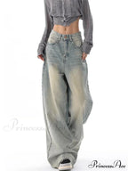 Women's American Vintage Washed Thin Casual Neutral Style Blue Denim Female High Waist Straight Pants Jeans image 5