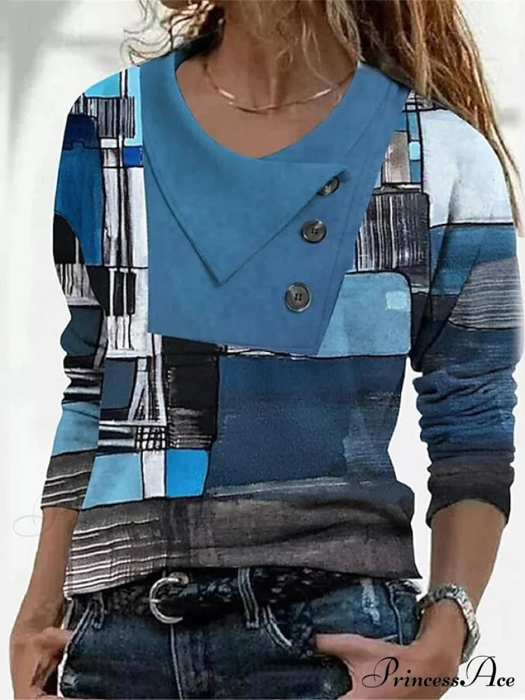 Geometric Print Long Sleeve T-Shirt image 6