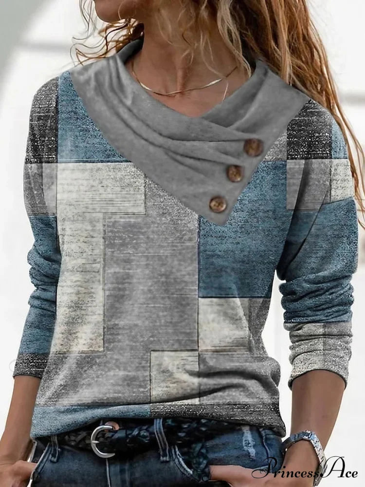Geometric Print Long Sleeve T-Shirt image 1