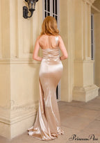 Women's Blue Evening Green Gown Full-Length Party Royal with Sexy Gown Satin Long Ribbon Draped Dress image 15