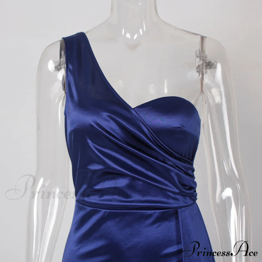 Women's Blue Evening Green Gown Full-Length Party Royal with Sexy Gown Satin Long Ribbon Draped Dress image 20