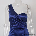 Women's Blue Evening Green Gown Full-Length Party Royal with Sexy Gown Satin Long Ribbon Draped Dress image 20
