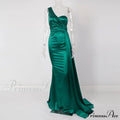 Women's Blue Evening Green Gown Full-Length Party Royal with Sexy Gown Satin Long Ribbon Draped Dress image 4