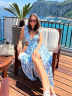 Women's Holiday Party Dresses Sexy V Neck Backless Floral Ruffle Party Dress image 6