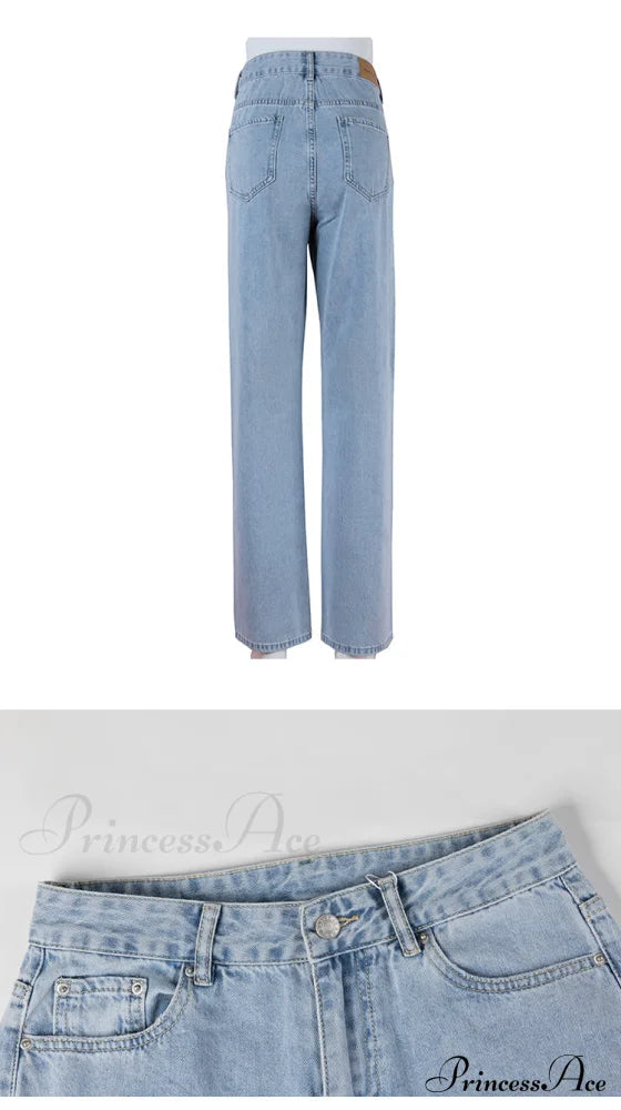 Womens Jeans Blue Cotton Trousers Baggy Wide High Leg Ripped Denim Wash Warm-Season Casual Waist Pants image 7