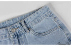 Womens Jeans Blue Cotton Trousers Baggy Wide High Leg Ripped Denim Wash Warm-Season Casual Waist Pants image 10