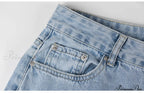 Womens Jeans Blue Cotton Trousers Baggy Wide High Leg Ripped Denim Wash Warm-Season Casual Waist Pants image 9