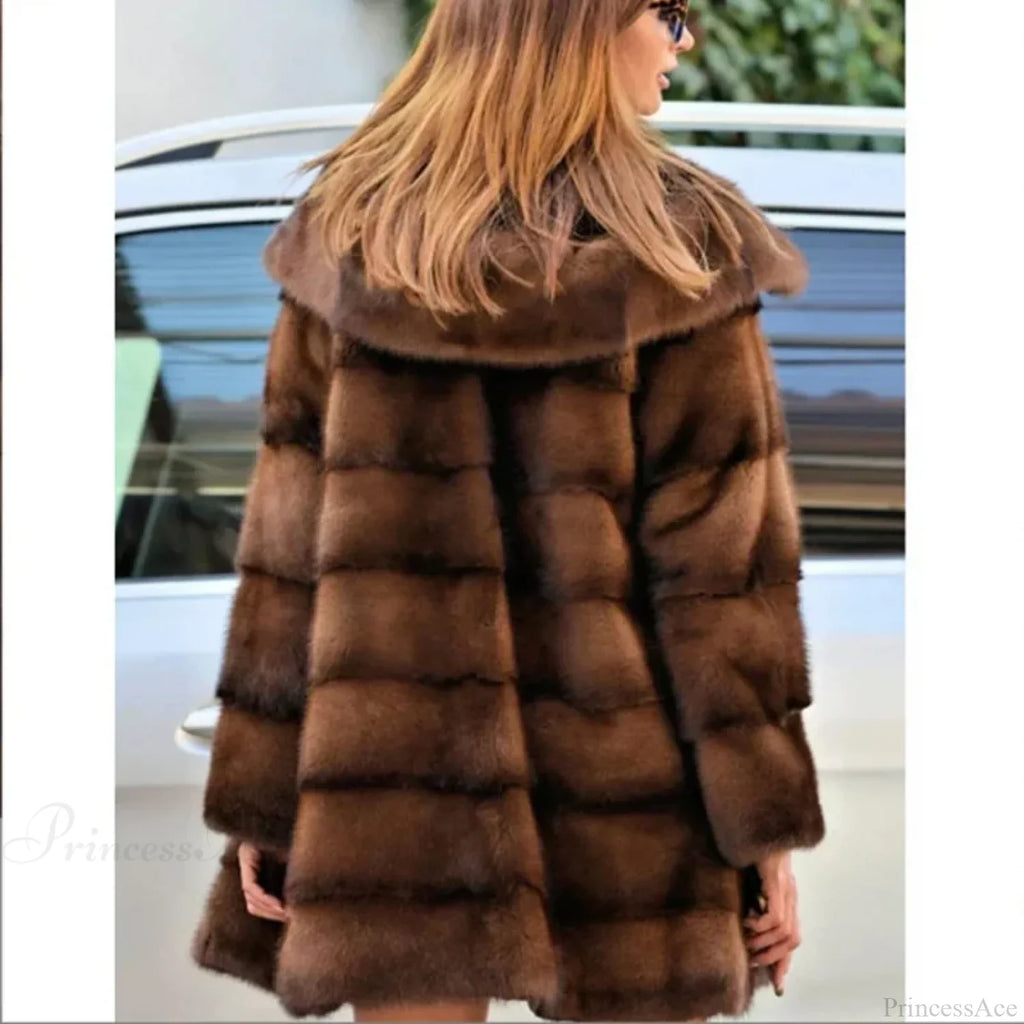 Women's Mink Hooded Long Coat image 3