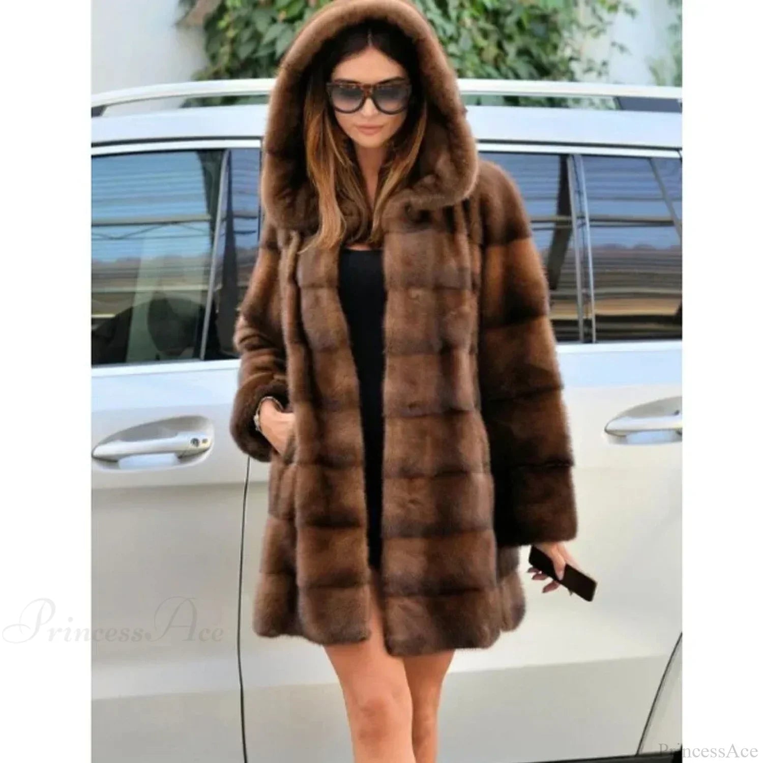 Women's Mink Hooded Long Coat image 6