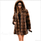 Women's Mink Hooded Long Coat image 5