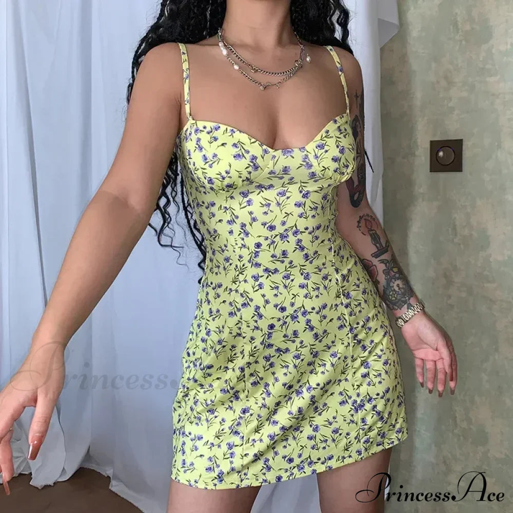 Women's Short Breasted SlimLarge Backless Sleeveless Sun Vacation Floral Dress image 5