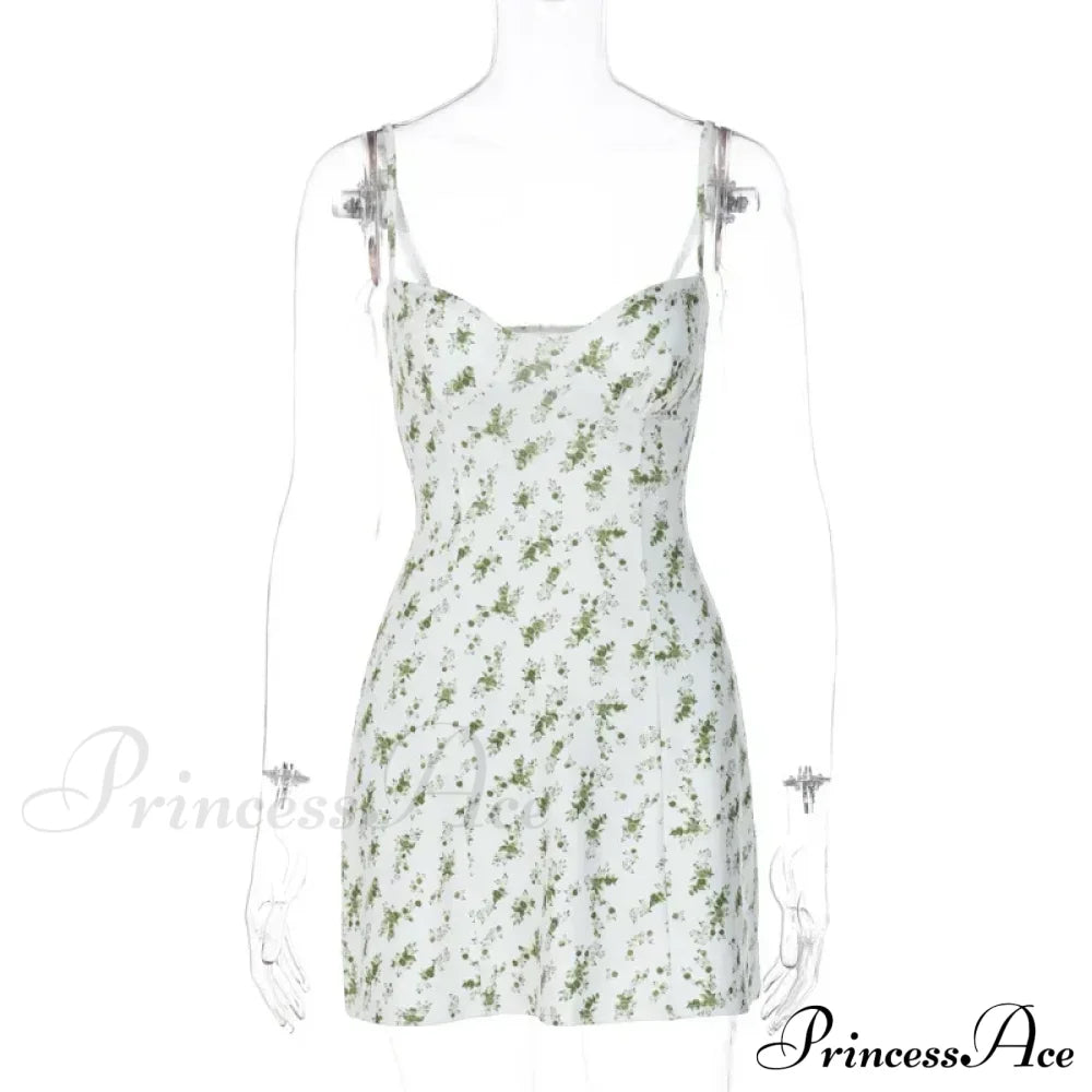 Women's Short Breasted SlimLarge Backless Sleeveless Sun Vacation Floral Dress image 6