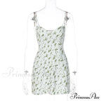 Women's Short Breasted SlimLarge Backless Sleeveless Sun Vacation Floral Dress image 6