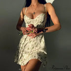 Women's Short Breasted SlimLarge Backless Sleeveless Sun Vacation Floral Dress image 4
