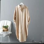 Women's Spring/Autumn Arm - Fit Blouse Loose Casual Gown with Long Buttons image 5