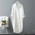 Women's Spring/Autumn Arm - Fit Blouse Loose Casual Gown with Long Buttons image 4