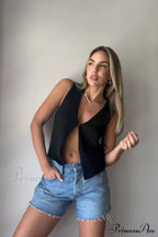 Women's Top Deep V Sleeveless Knitted Cardigan image 3