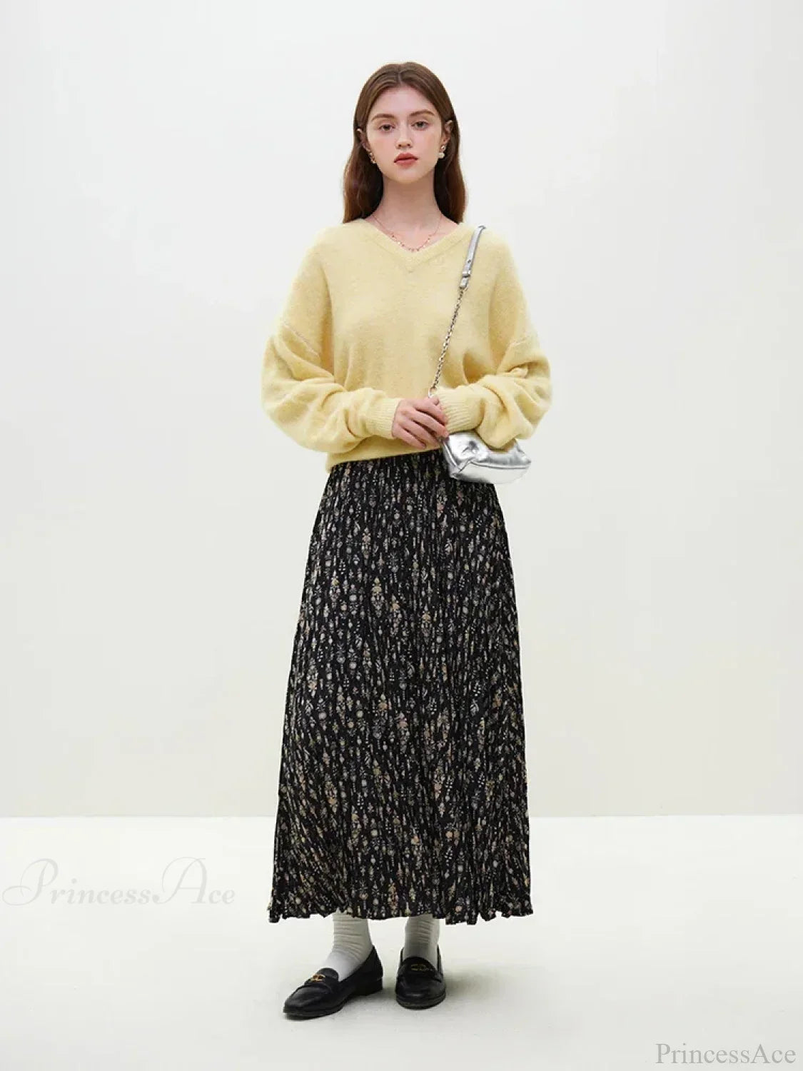 Wool Alpaca V-Neck Drop Sleeve Sweater image 2