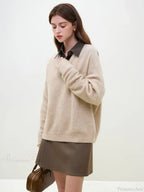 Wool Alpaca V-Neck Drop Sleeve Sweater image 3