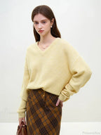 Wool Alpaca V-Neck Drop Sleeve Sweater image 4