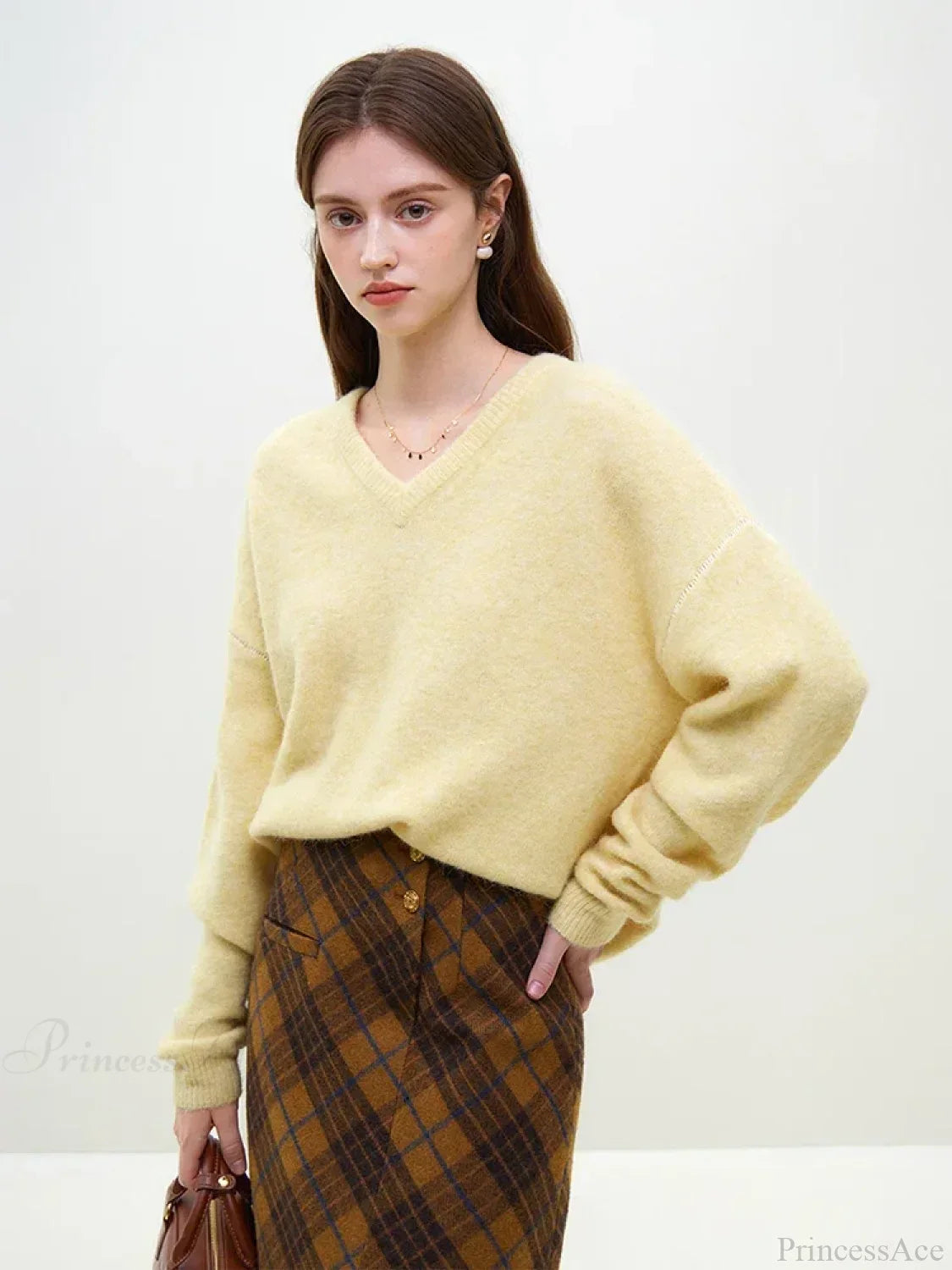 Wool Alpaca V-Neck Drop Sleeve Sweater image 4