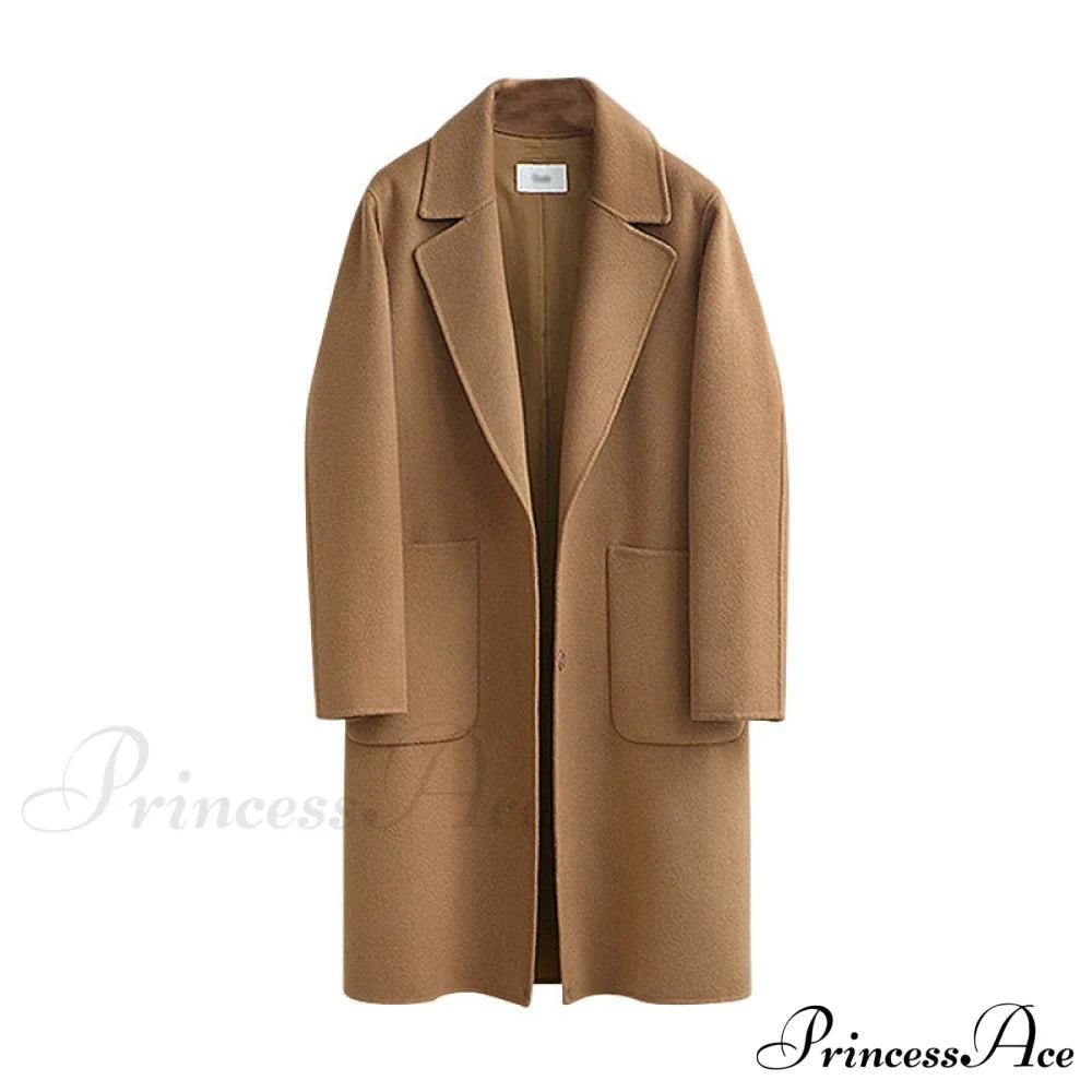 Wool Baggy Long Solid Simple All-match Overcoat image 1