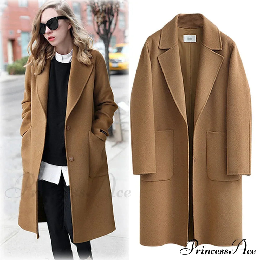 Wool Baggy Long Solid Simple All-match Overcoat image 2