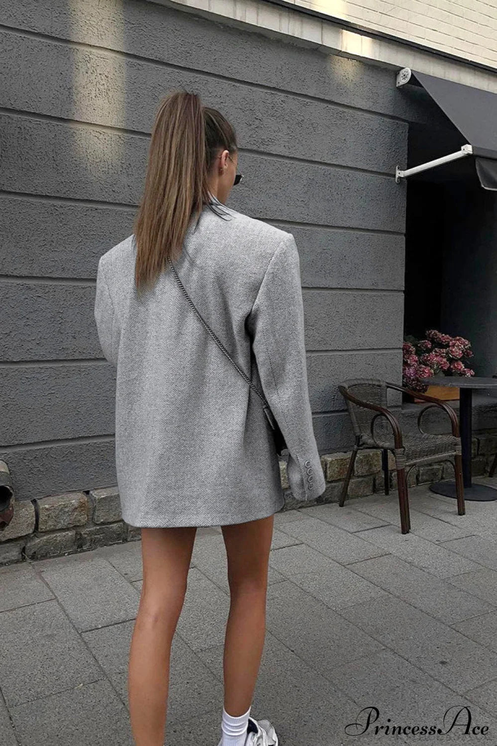 Wool Blazer Loose Elegant Commute Coat image 3