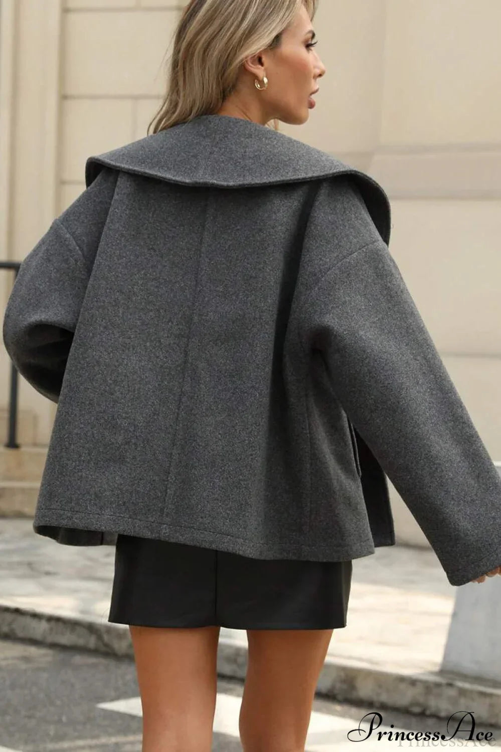 Wool Blend Collar Street Fashion Casual Coat image 4