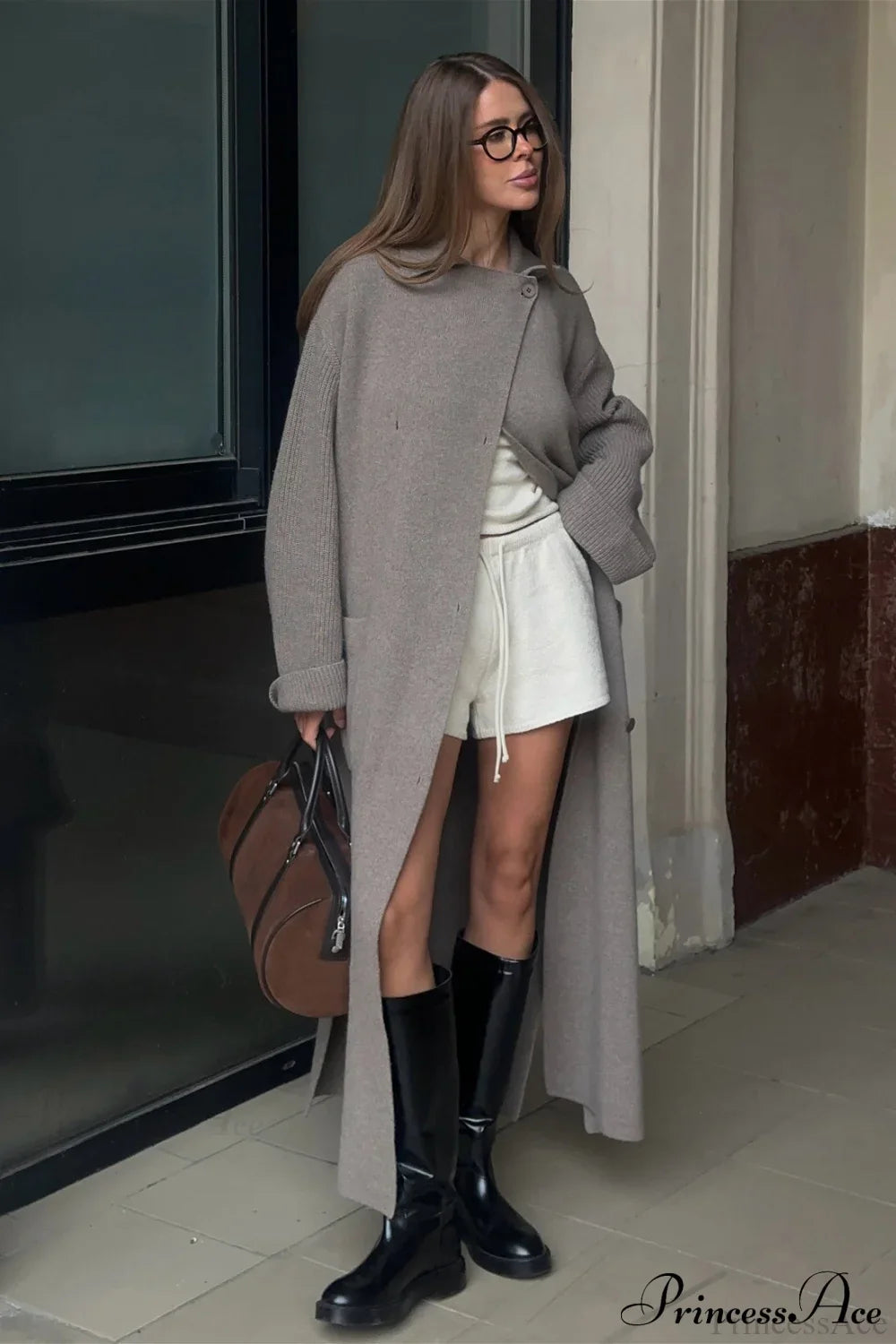 Wool Blend Lapel Tie Waist Long Overcoat image 2