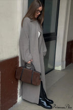 Wool Blend Lapel Tie Waist Long Overcoat image 3