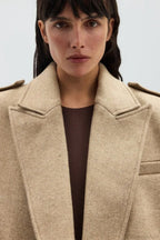Wool Blend Notched Lapel Epaulette Coat image 7