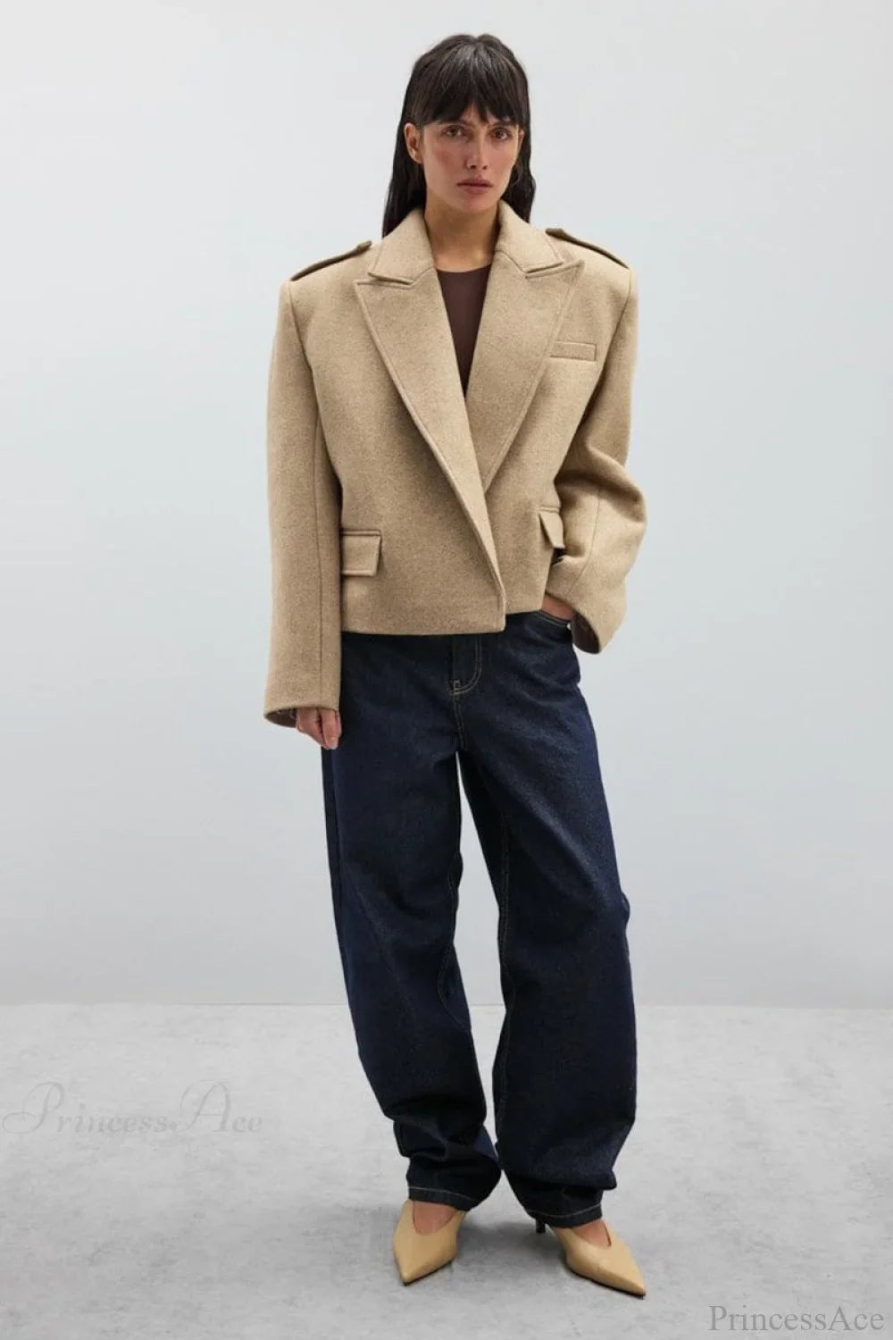 Wool Blend Notched Lapel Epaulette Coat image 8