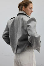 Wool Blend Notched Lapel Epaulette Coat image 3