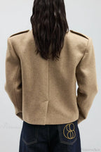 Wool Blend Notched Lapel Epaulette Coat image 6