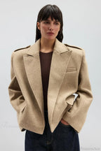 Wool Blend Notched Lapel Epaulette Coat image 5