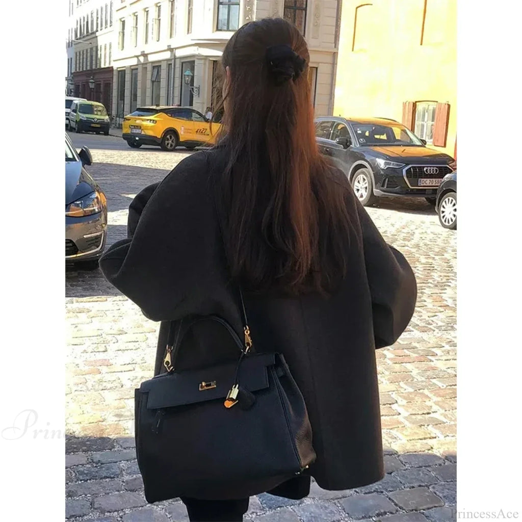 Wool Blends Vintage Korean Streetwear Overcoat image 4